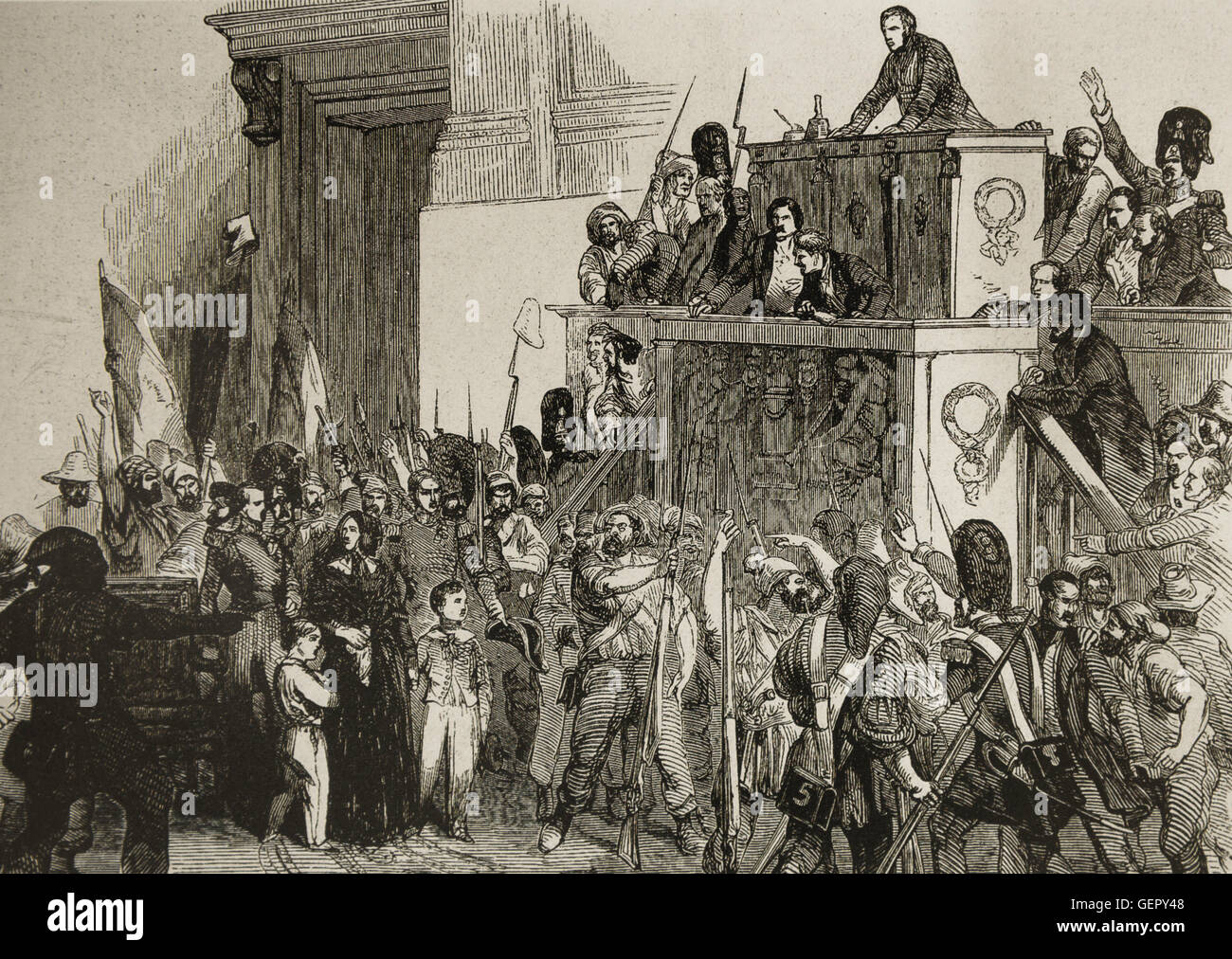 February Revolution France 1848. Proclamation of the Republic February 24. Stock Photo