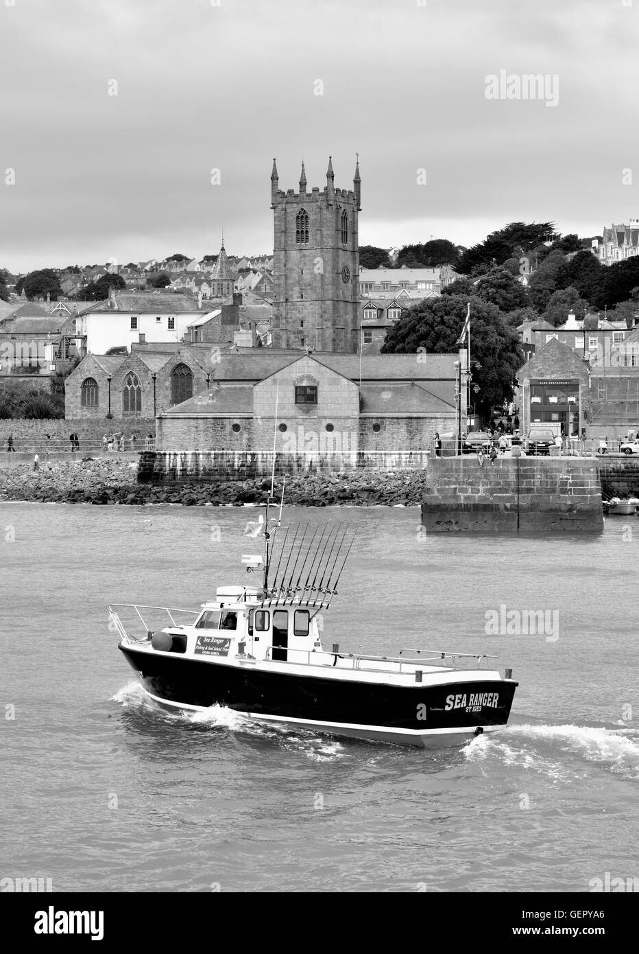 A fishing boat trip leaving St Ives Cornwall England UK Stock Photo