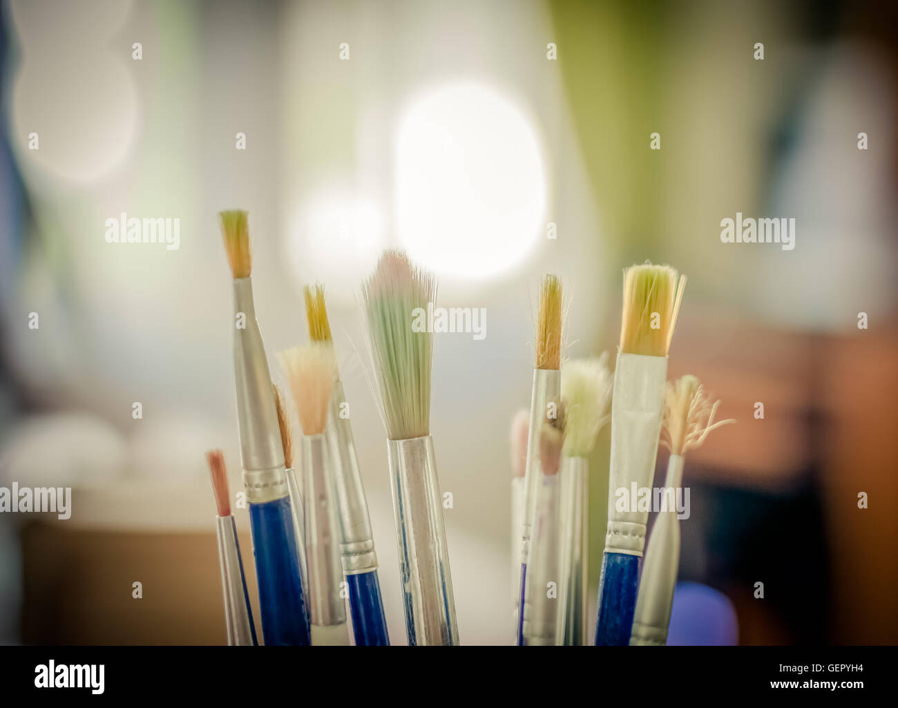 drawing paint brushes Stock Photo