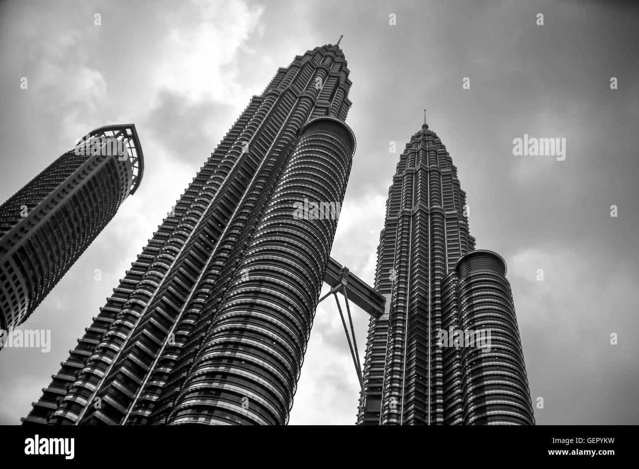 angle view to textured background of modern glass building skyscrapers Stock Photo
