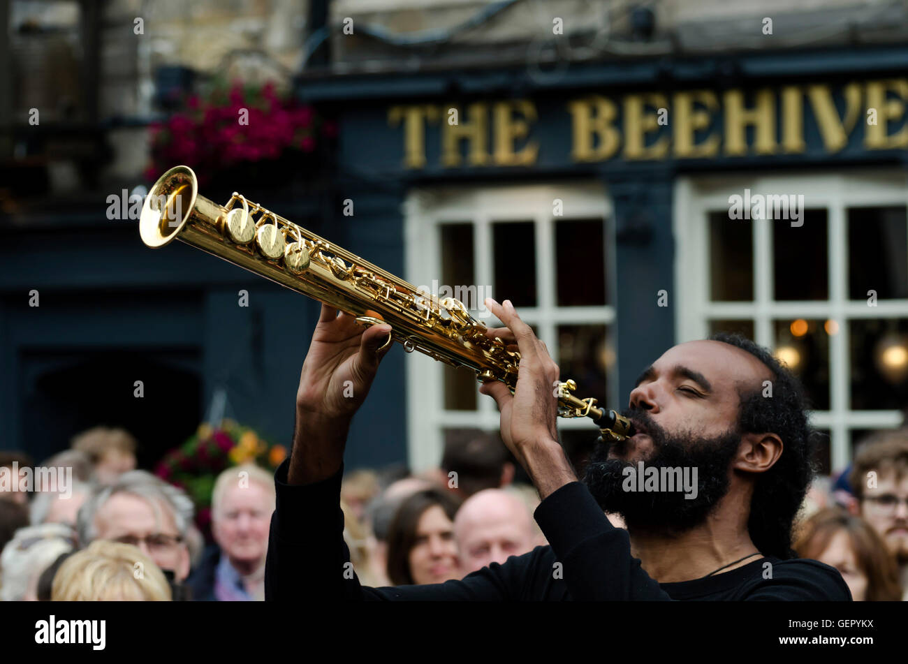 Soprano sax player with the New Orleans Swamp Donkeys playing at the
