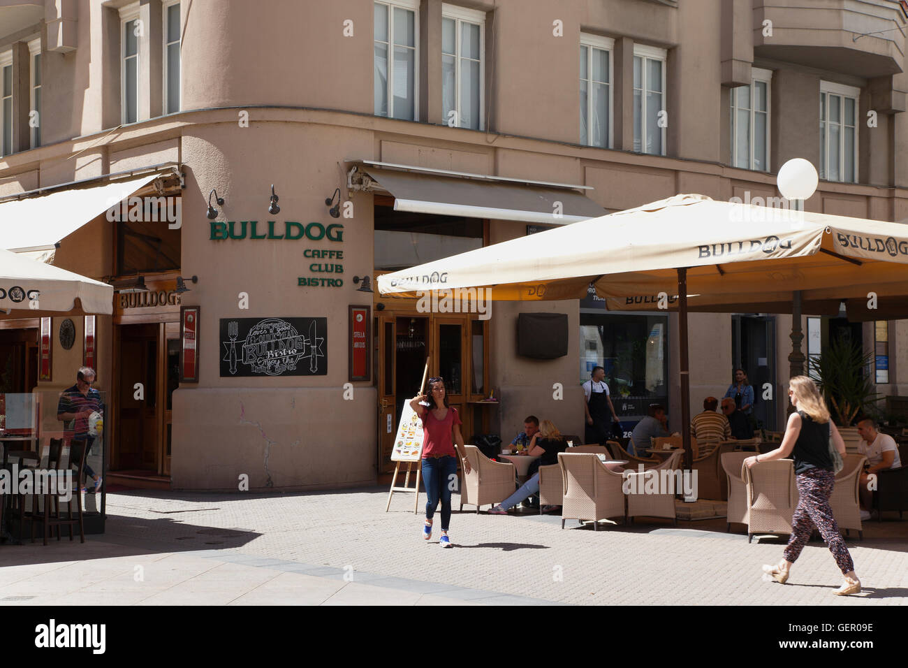 Croatia, Zagreb, Old town, Café outdoor seating on Frana Petrica street. Stock Photo