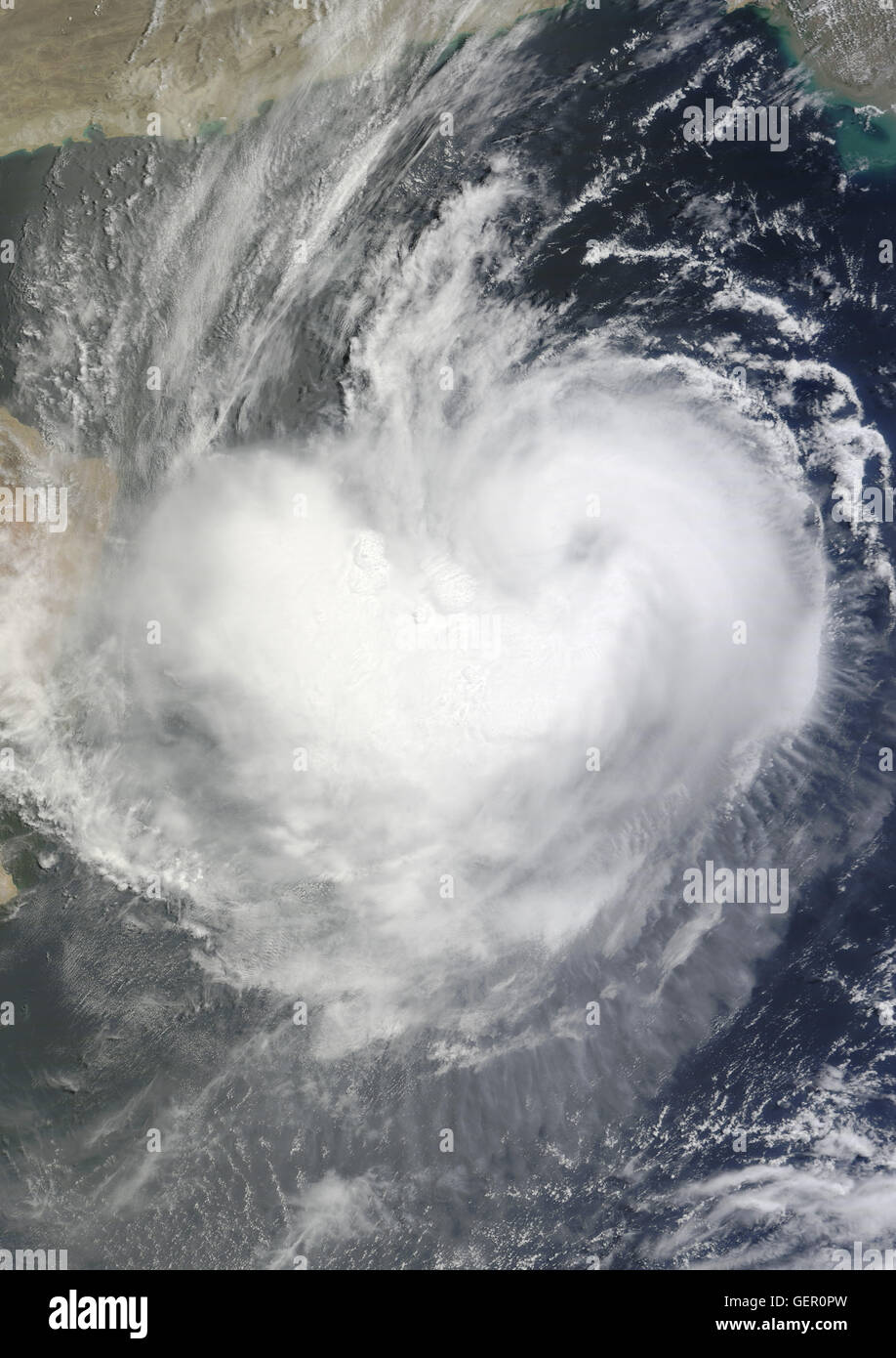 Satellite view of Cyclone Ashobaa in 2015 over the Arabian sea. Image taken on June 9, 2015. Stock Photo