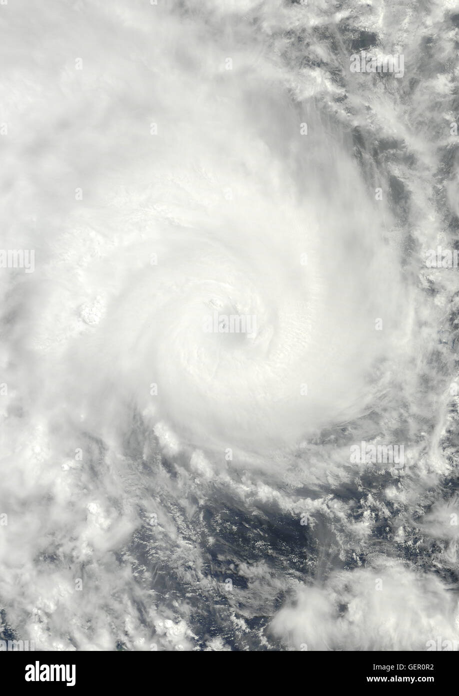 Satellite view of Cyclone Pam in 2015 near the Vanuatu islands off Australia. Image taken on March 11, 2015. Stock Photo