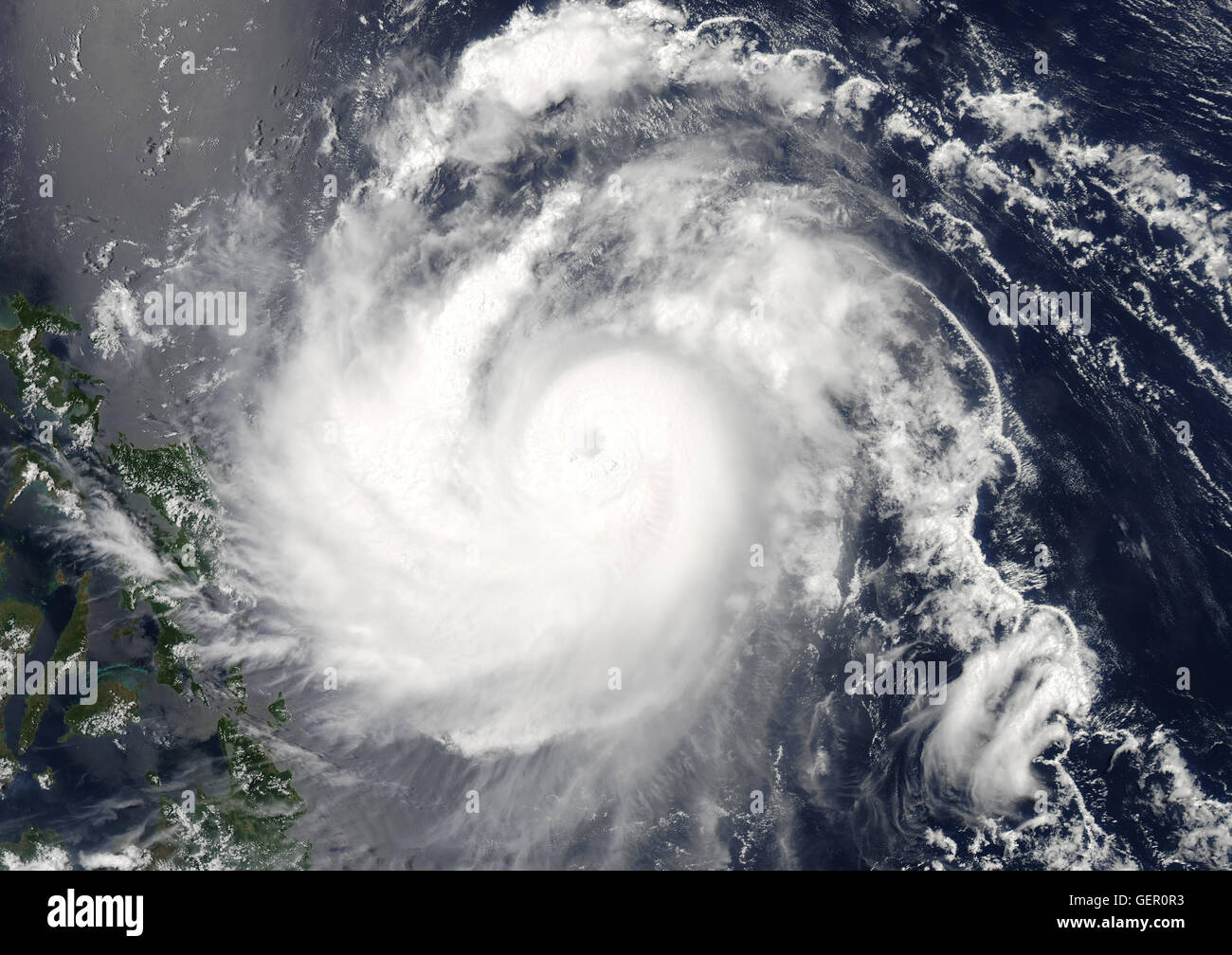 Satellite view of Cyclone Noul in 2015 approaching the Philippines. Image taken on May 8, 2015. Stock Photo