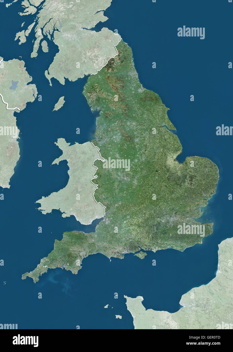 Physical Map Of England Satellite View Of England Uk With Country Boundaries And Mask This GER0TD