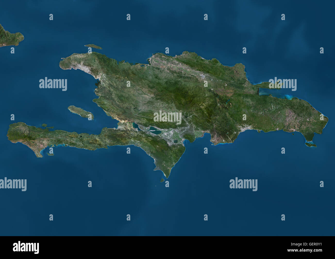 Satellite View Of Haiti And The Dominican Republic This Image Was Stock Photo Alamy