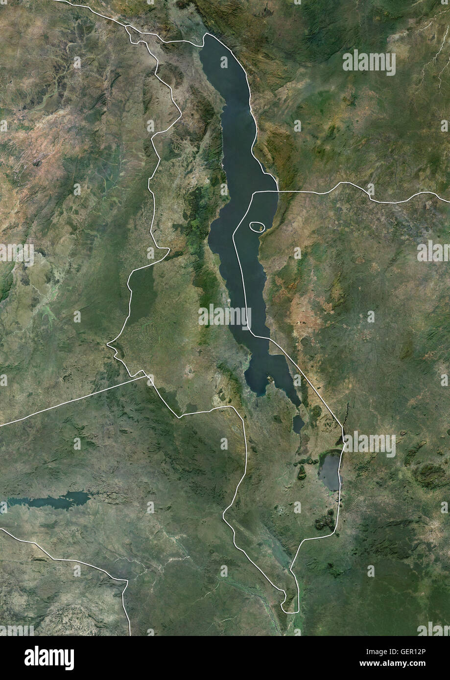 Satellite view malawi country boundaries hi-res stock photography and