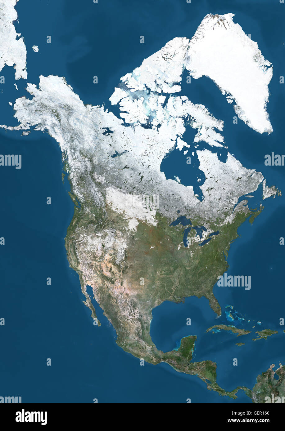 Satellite View North America In Winter High Resolution Stock
