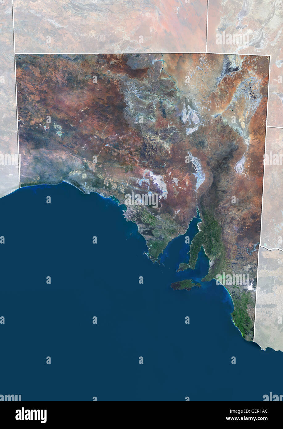 Satellite Maps South Australia Satellite View Of South Australia (With Administrative Boundaries And  Mask). This Image Was Compiled From Data Acquired By Landsat 8 Satellite In  2014 Stock Photo - Alamy