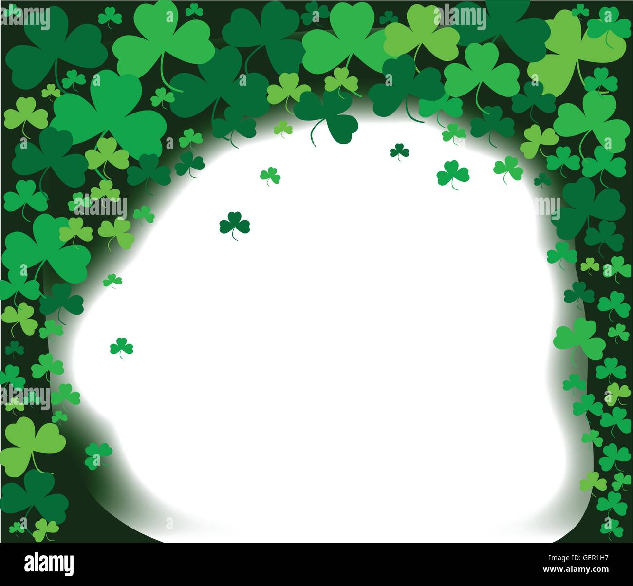 A very lucky green Irish shamrock over white. Stock Vector