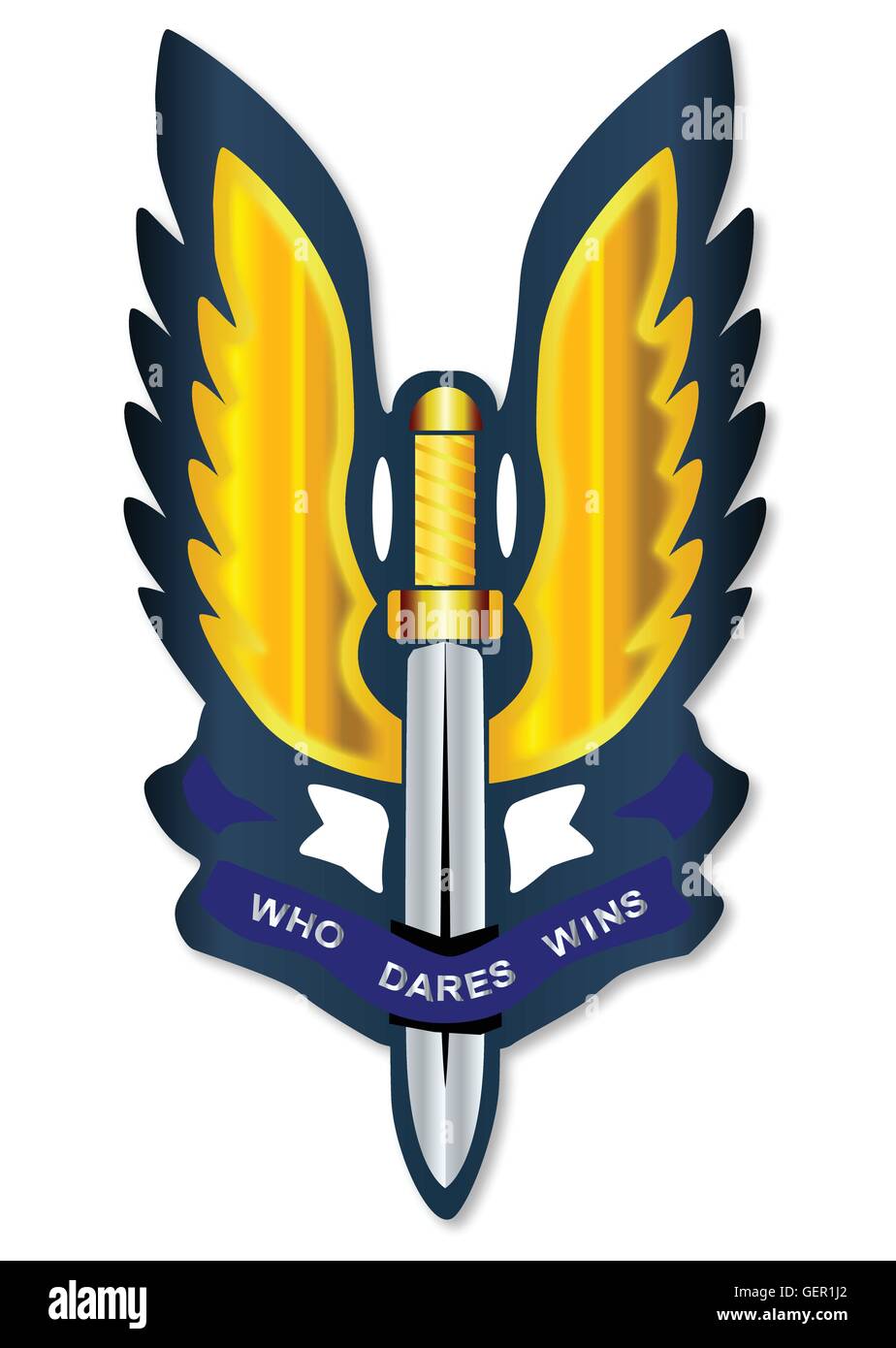 A depiction of the Special Air Service badge isolated over a white background Stock Vector