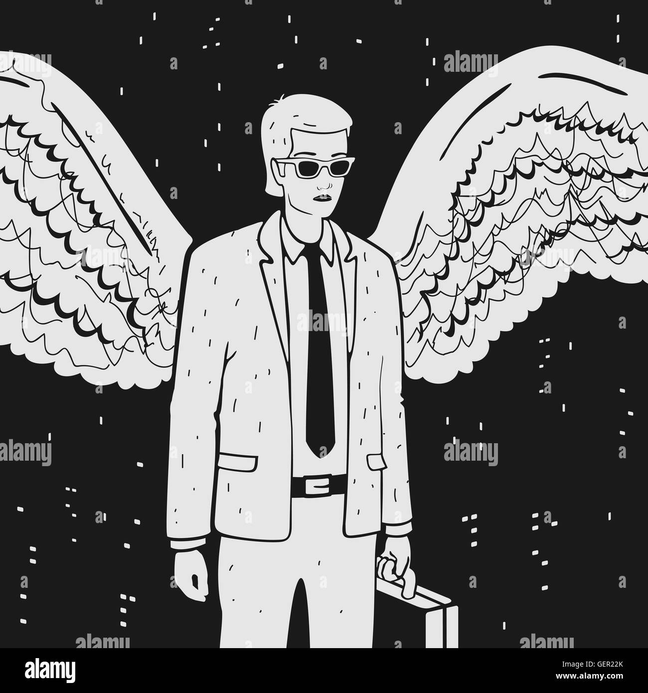 Man in a suit with wings Stock Vector