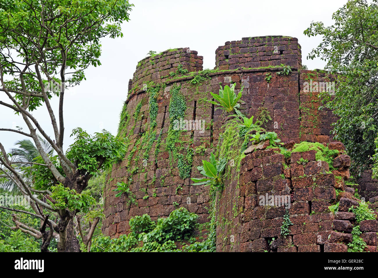 Remains of one of the turrets of Cabo de Rama Fort in Goa, India. A centuries old fort, last owned by the Portuguese. Stock Photo