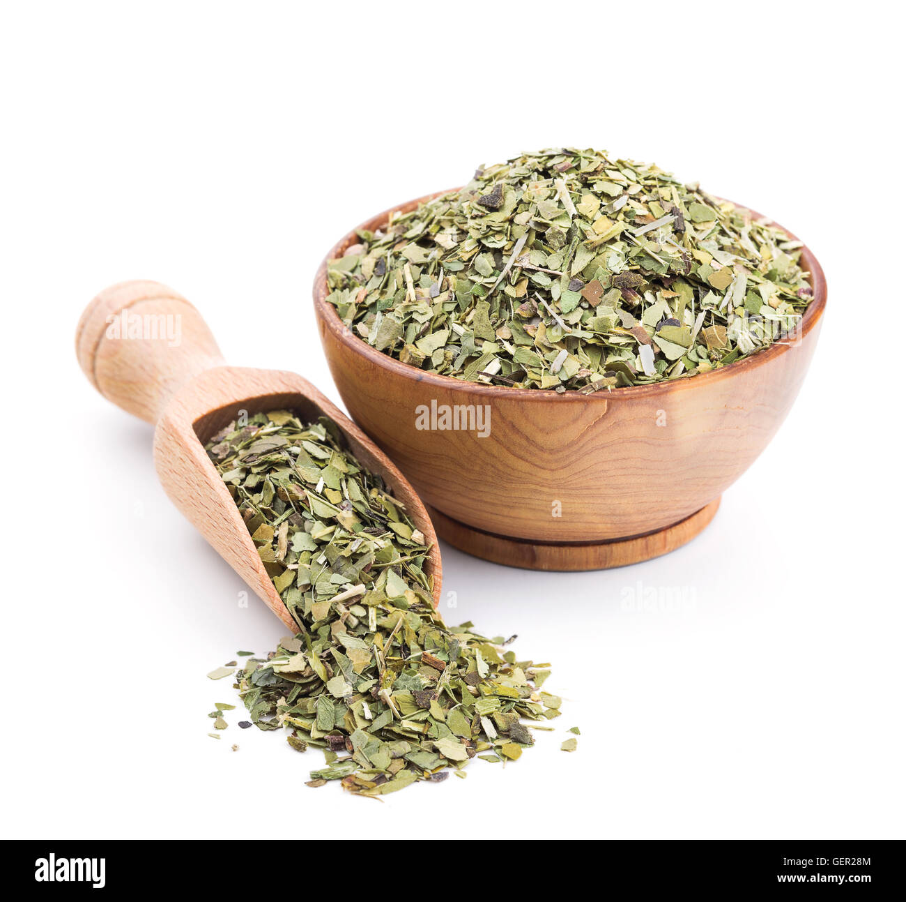 Mate tea in a wooden bowl isolated on white Stock Photo