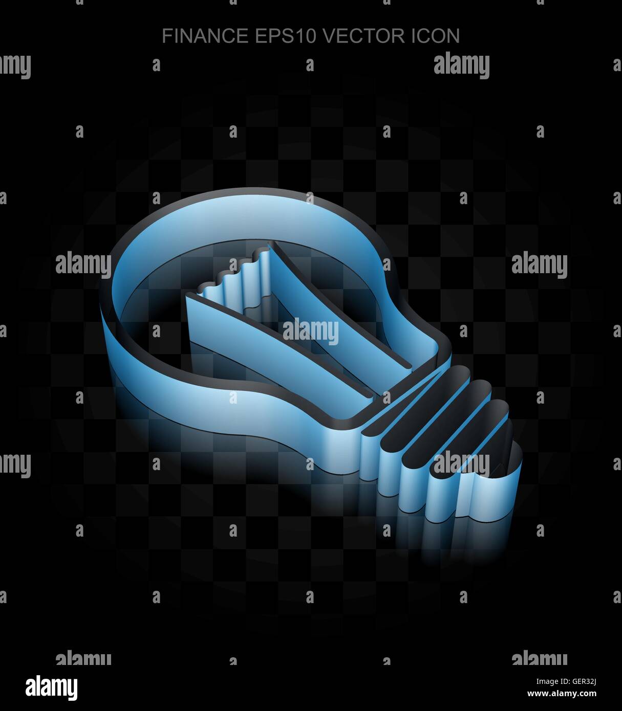 Finance icon: Blue 3d Light Bulb made of paper, transparent shadow, EPS ...
