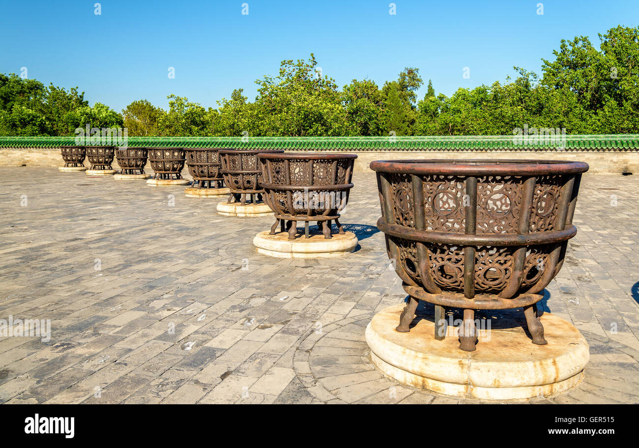 Cast-iron stoves at the Temple of Heaven in Beijing Stock Photo