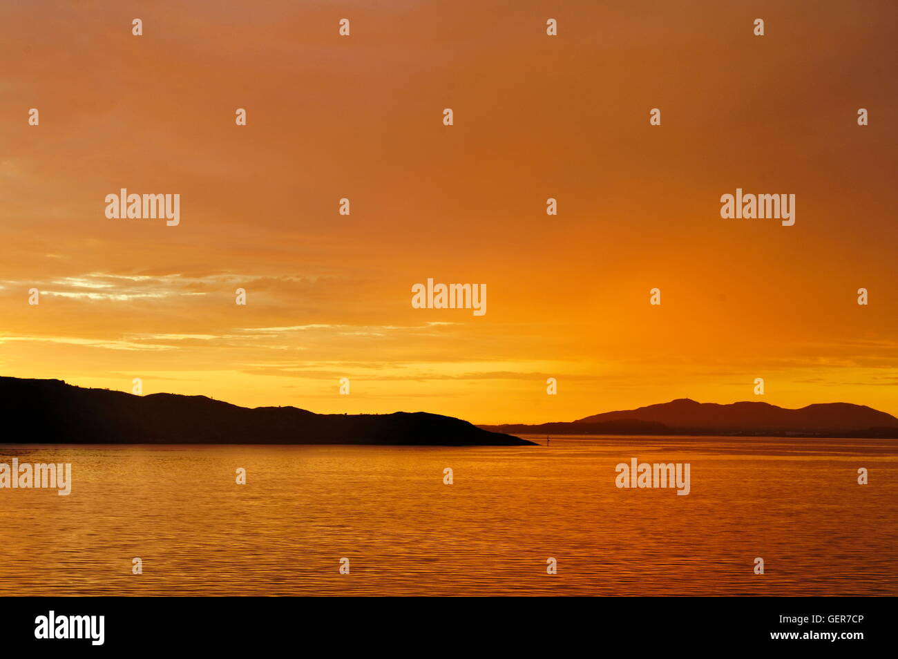 geography / travel, Norway, sunset light over the fjord, Hurtigruten, Stock Photo