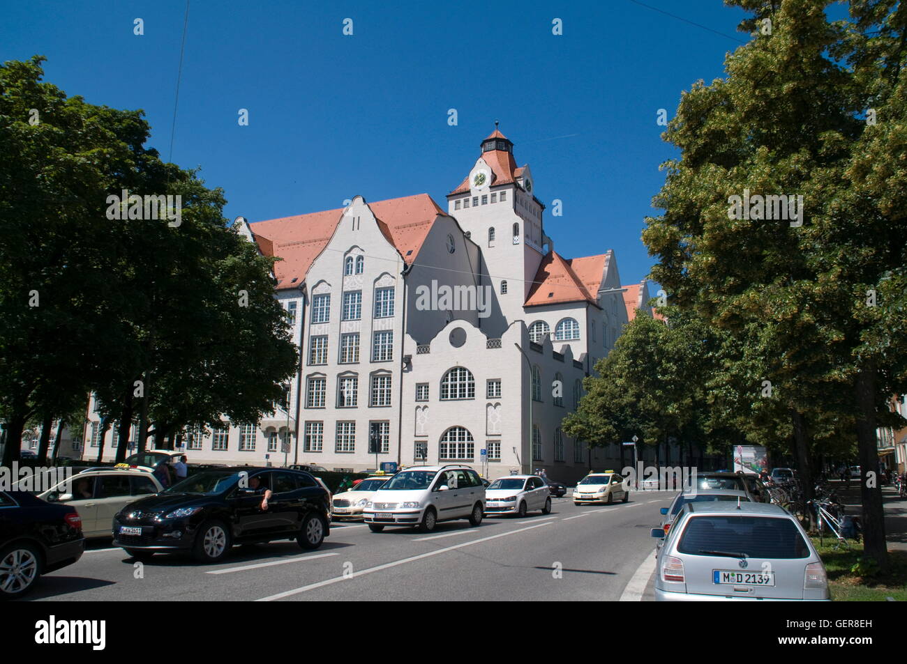 geography / travel, Germany, Bavaria, Munich, Gisela Secondary school, Elisabethplatz, Schwabing West, Elisabethstrasse, Stock Photo
