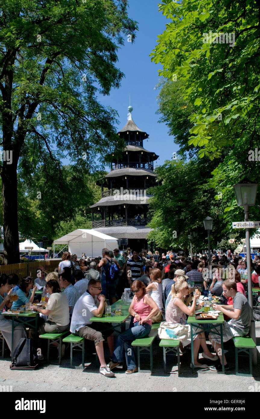 geography / travel, Germany, Bavaria, Munich, Chinese tower, beer