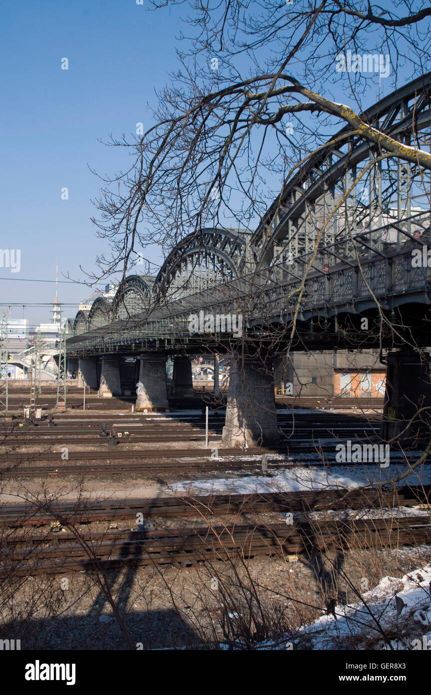 geography / travel, Germany, Bavaria, Munich, Hackerbruecke, Maxvorstadt, railway lines, Stock Photo