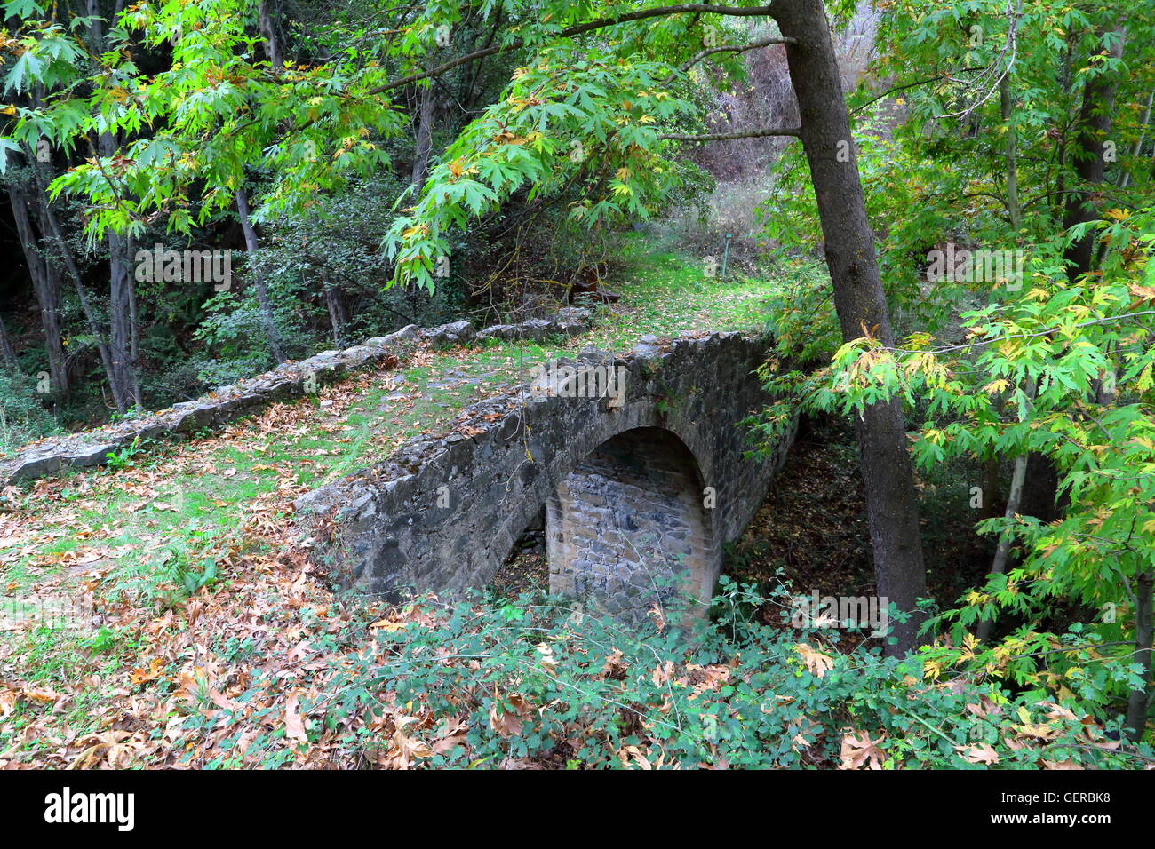 Old Venitian Bridge near Tres Elies village in Troodos mountains, Cyprus Stock Photo