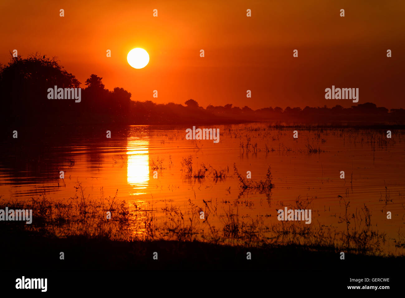 Sunset, Chobe river, Chobe National Park, Botswana Stock Photo