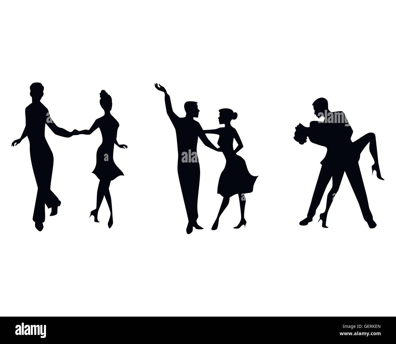 Vector illustration of a three couples dancing Stock Vector