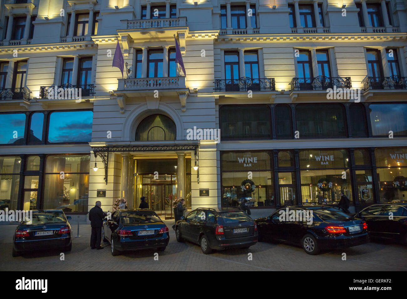 Warsaw, Poland, the Bristol Hotel in the evening Stock Photo
