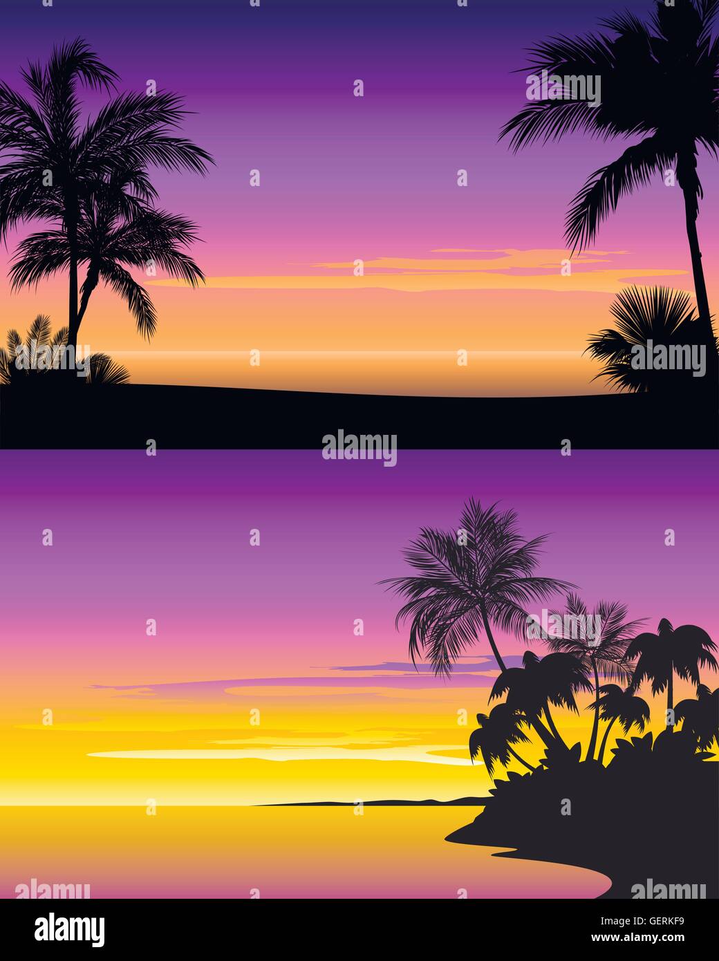 Vector illustration of a sunset on beach Stock Vector Image & Art - Alamy