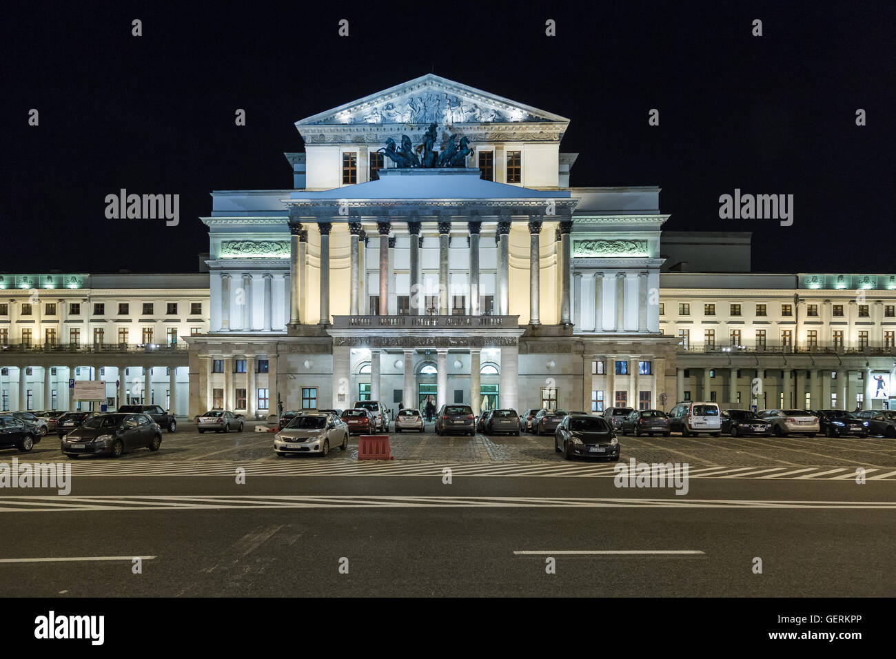 Warsaw, Poland, the Teatr Wielki at night Stock Photo