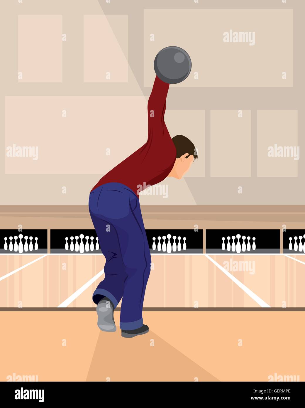 Vector illustration of a bowler playing bowling Stock Vector