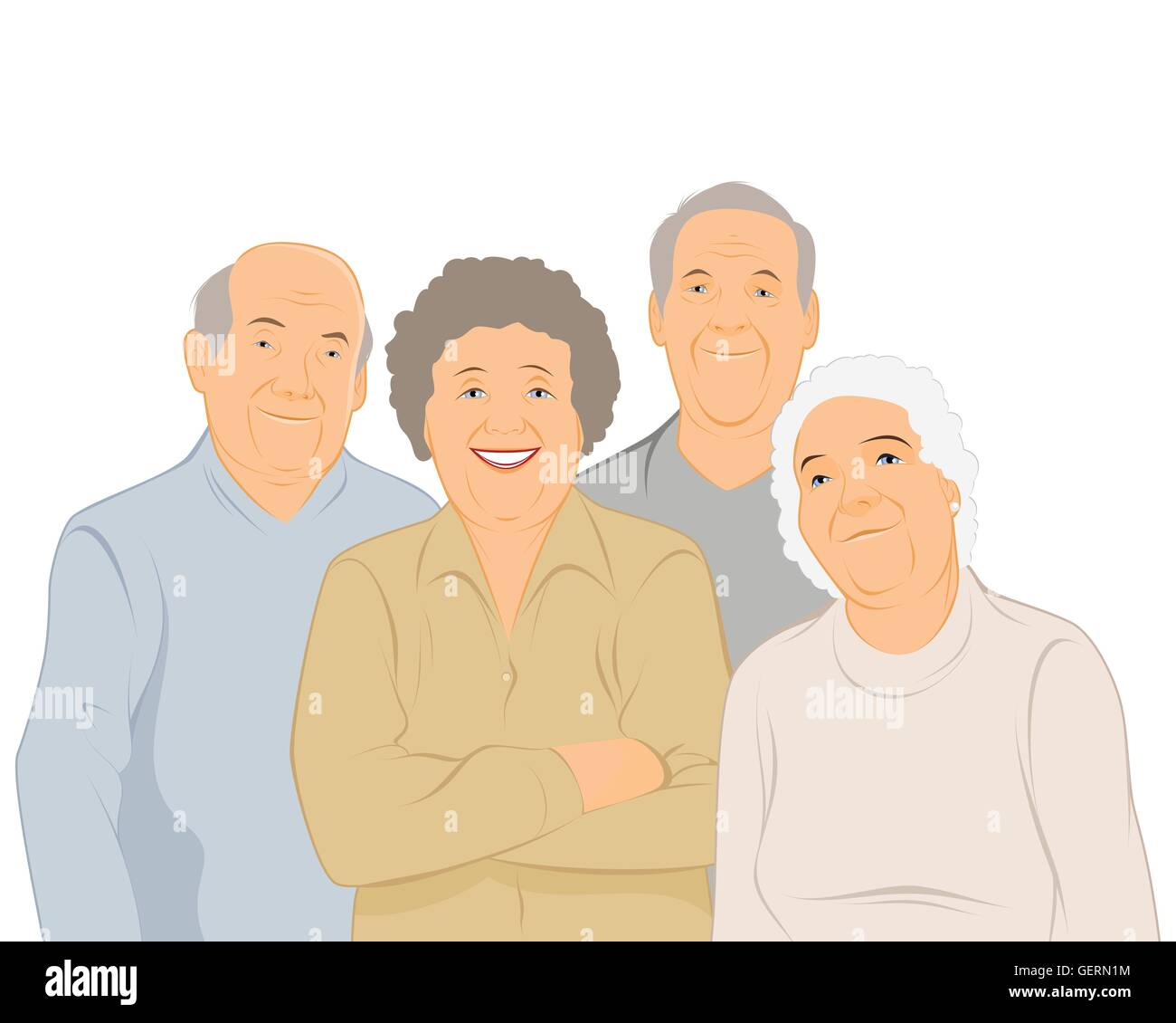 Vector illustration of a four elderly people Stock Vector