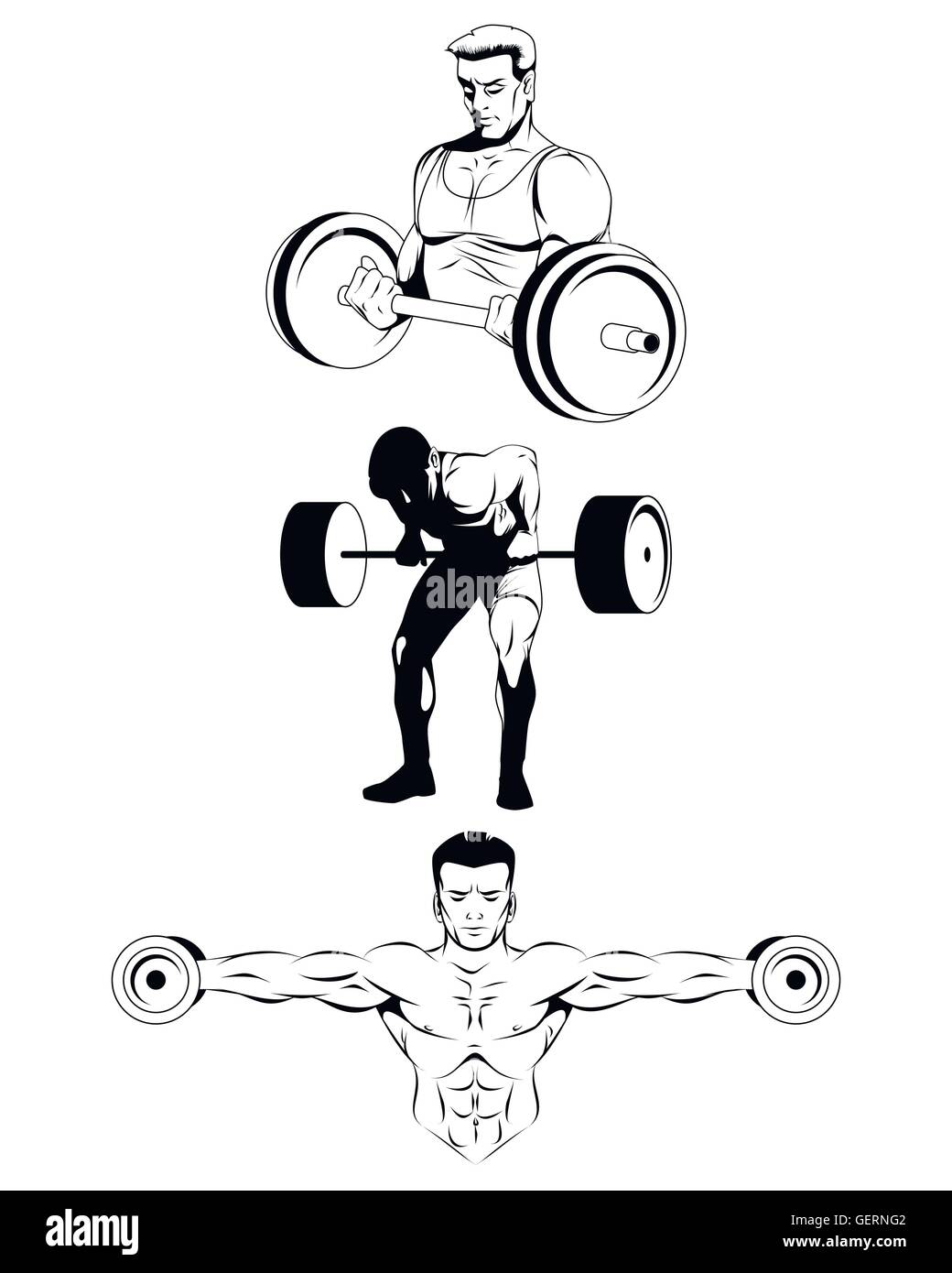 Vector Illustration Of A Three Bodybuilders On White Stock Vector Image And Art Alamy 6732