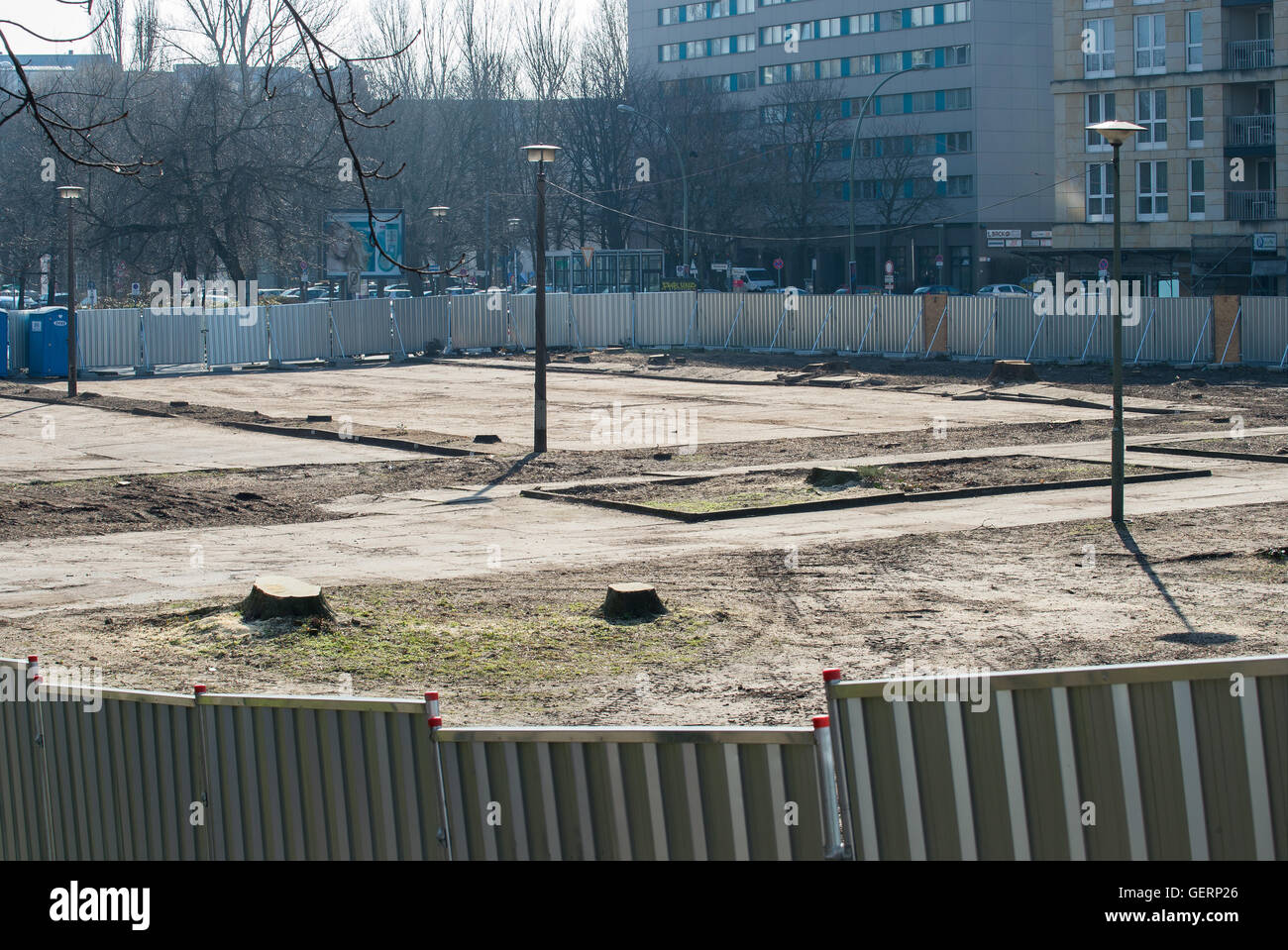 Berlin, Germany, tree cutting on Fisherman's Island for the planned new construction WBM Stock Photo