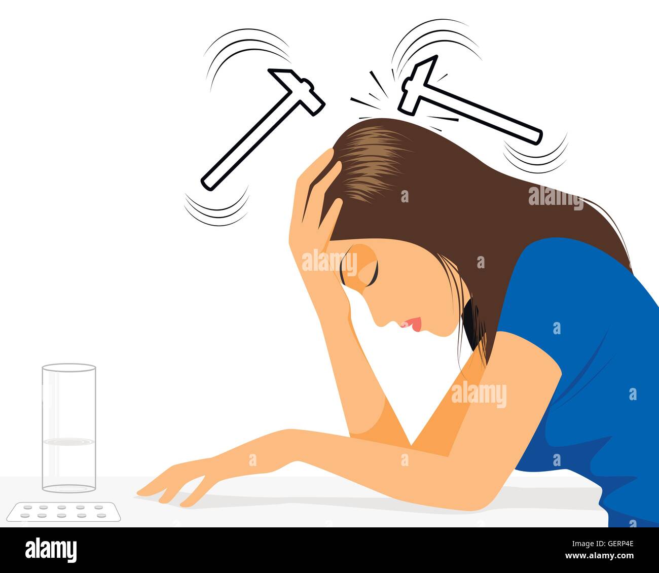 Vector illustration of a girl with headache Stock Vector Image & Art - Alamy