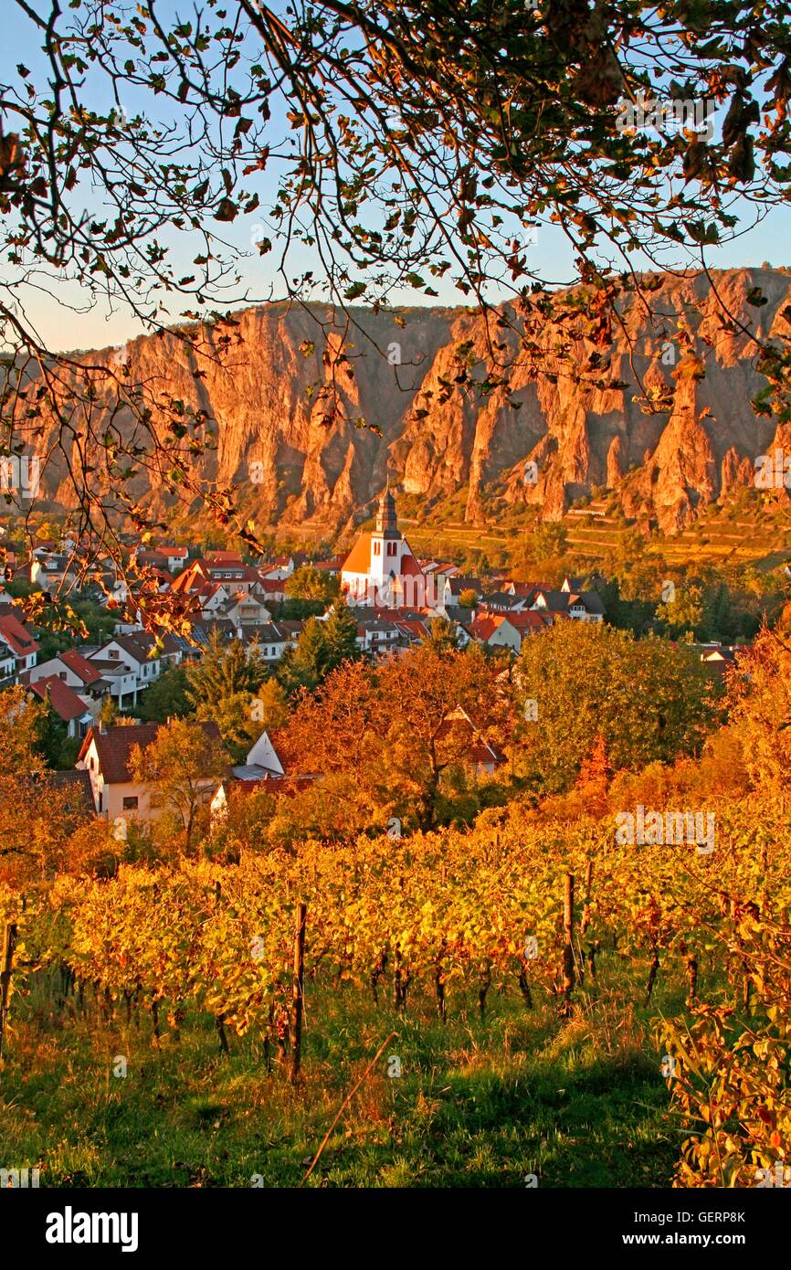 geography / travel, Germany, Rhineland-Palatinate, Ebernburg, in the late autumnal sunset light, vineyard, Stock Photo