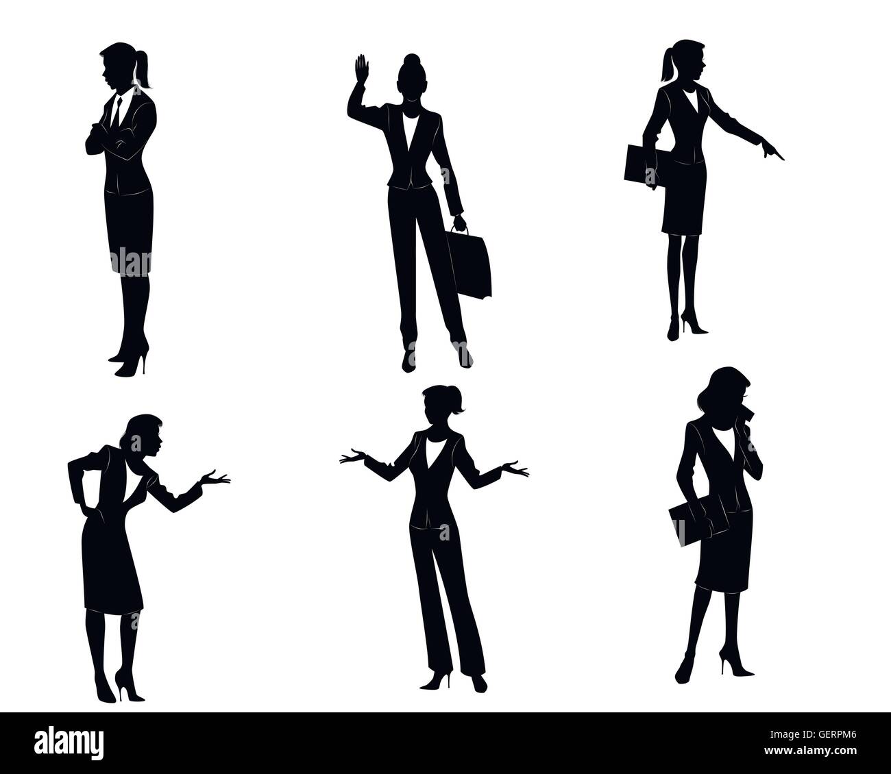Vector illustration of a six businesswomen silhouettes Stock Vector ...