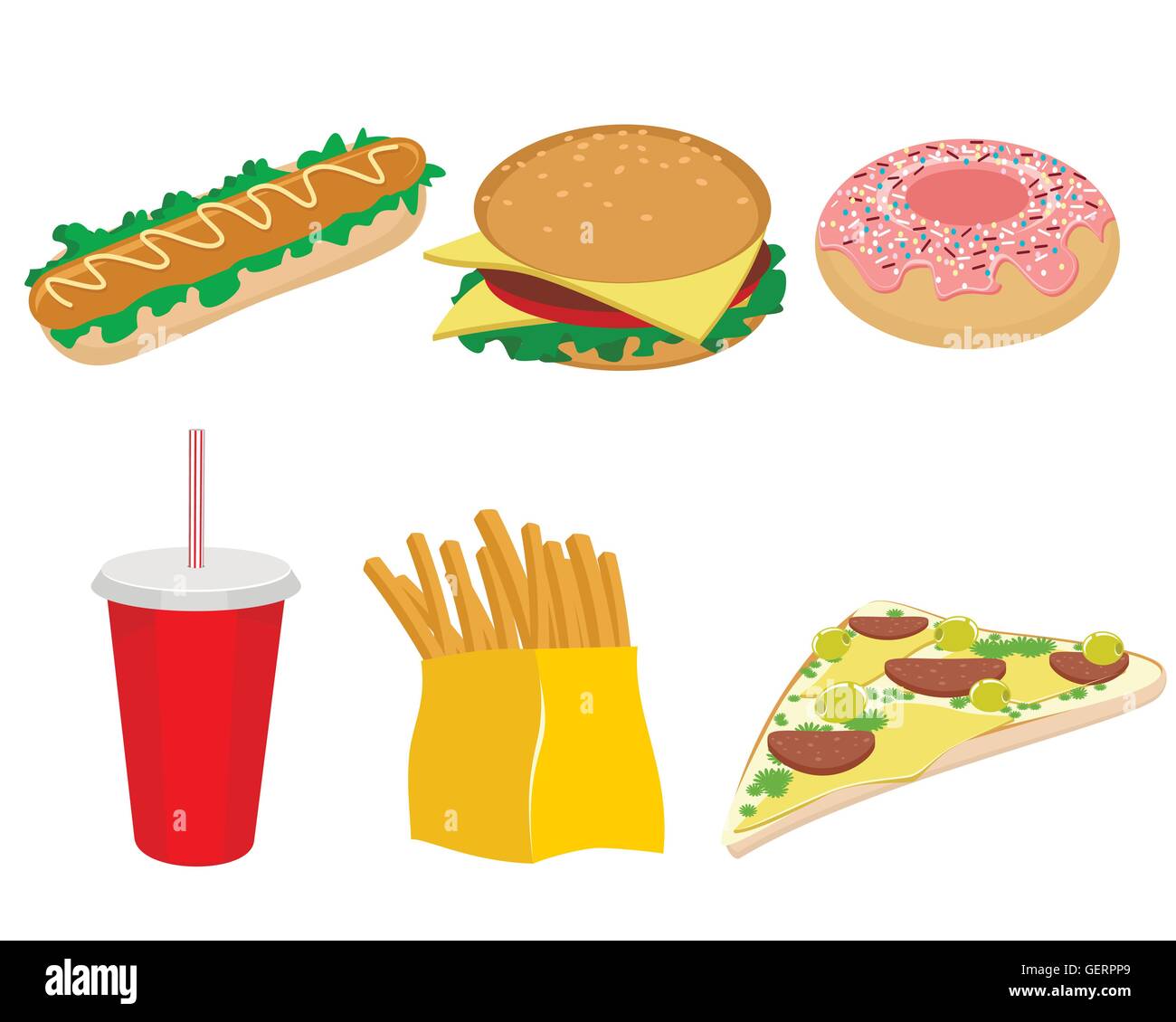 Vector illustration of a fast food set Stock Vector Image & Art - Alamy
