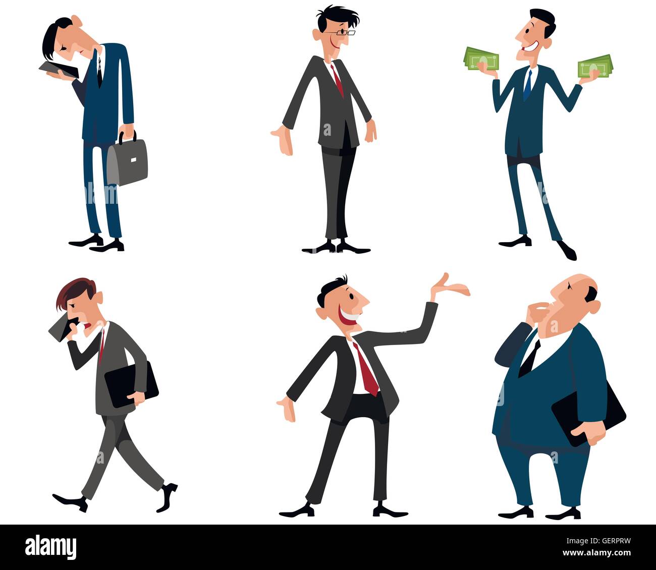Vector illustration image of a six businessmen set Stock Vector Image ...