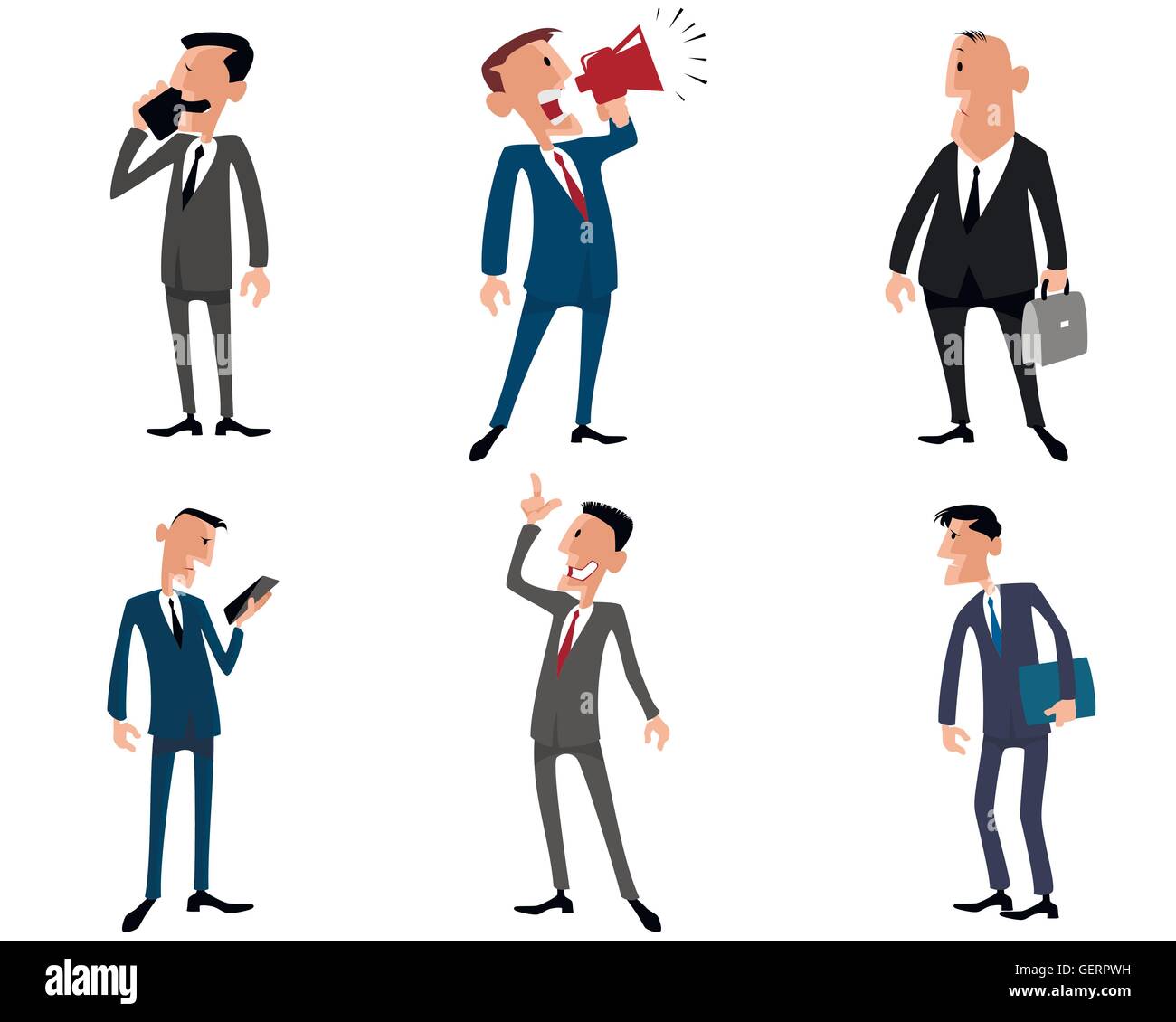 Vector illustration image of a six businessmen set Stock Vector Image ...