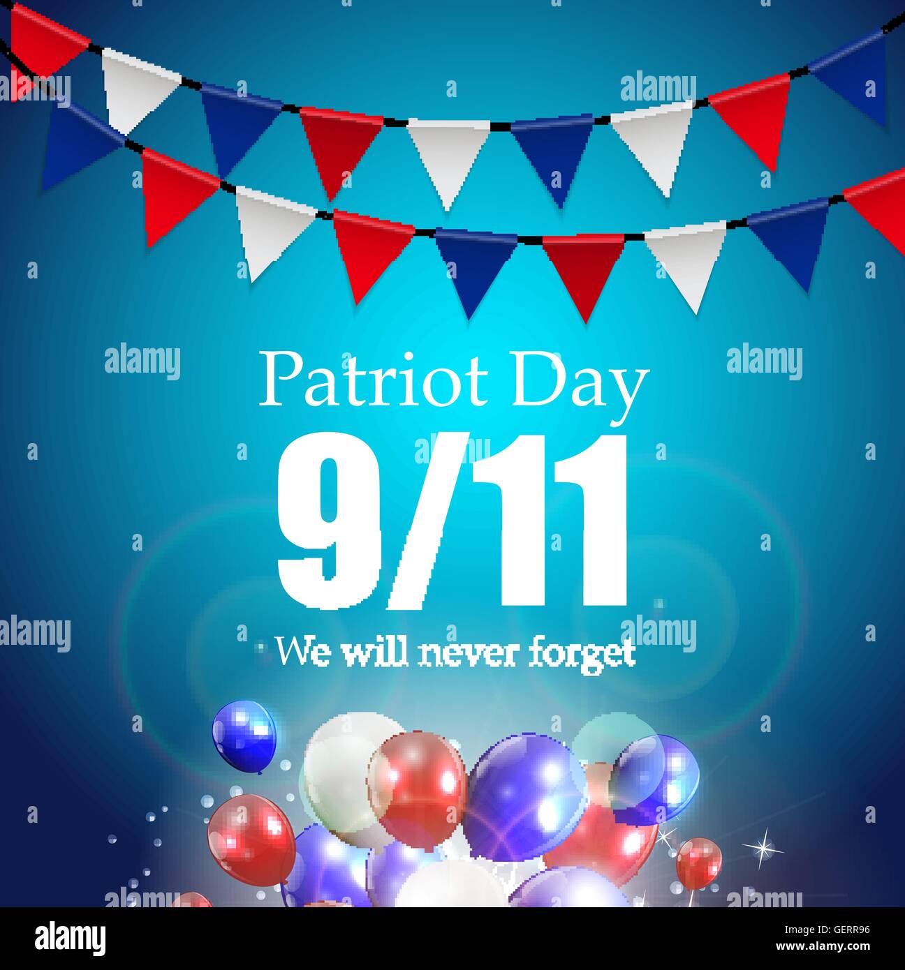 Patriot Day Label, We Will Never Forget Vector Illustration Stock Vector