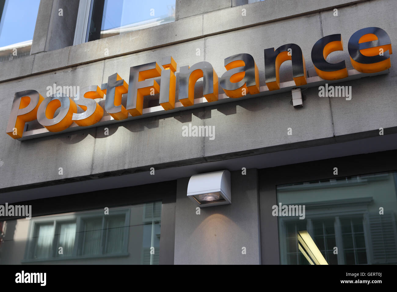 Zuerich, Switzerland, lettering PostFinance at a house facade Stock ...