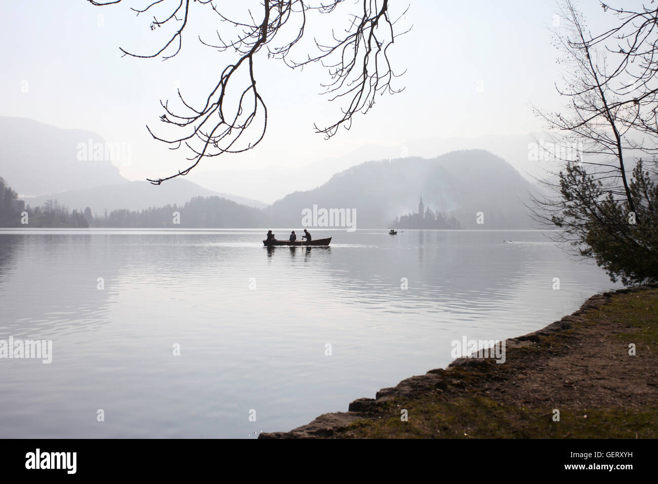 Boating on Lake Bled Stock Photo Alamy