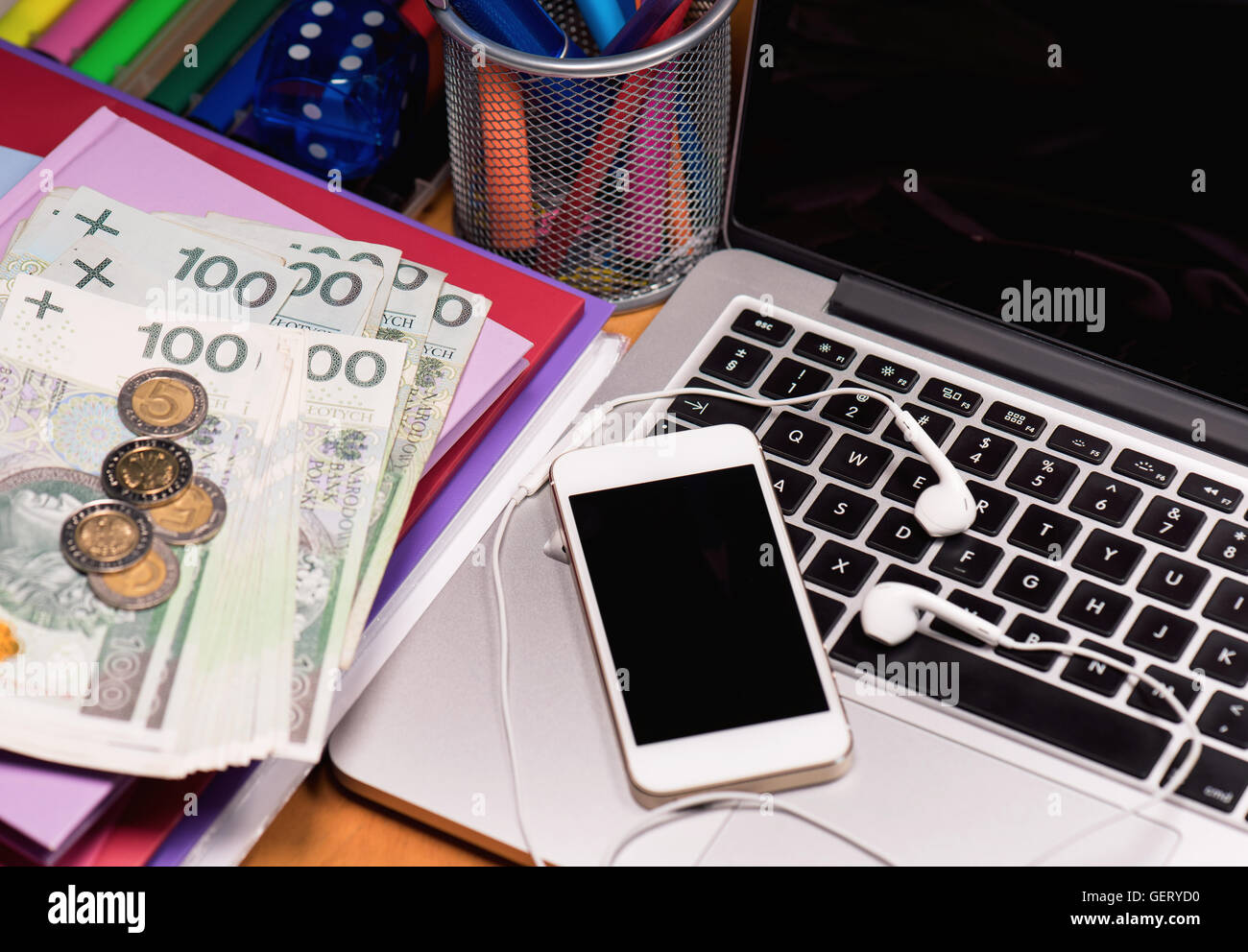 Money and electronic devices Stock Photo Alamy