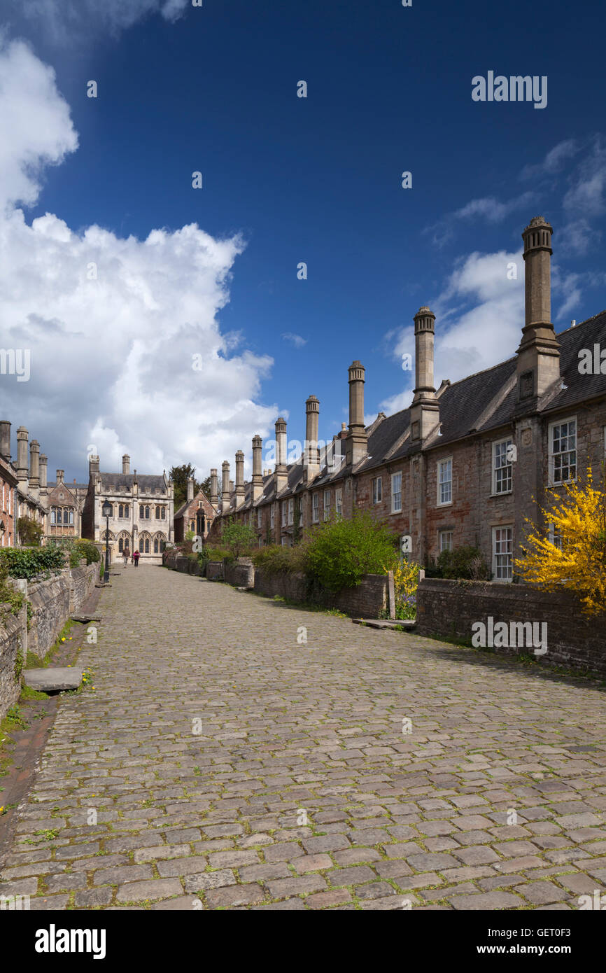Vicars Close and Vicars Chapel in Wells in Somerset. Stock Photo