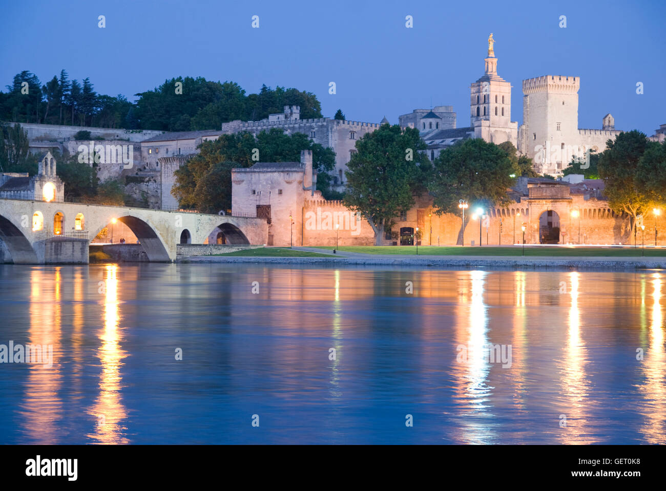 The Pont Benezet and river Rhone at dusk Stock Photo - Alamy