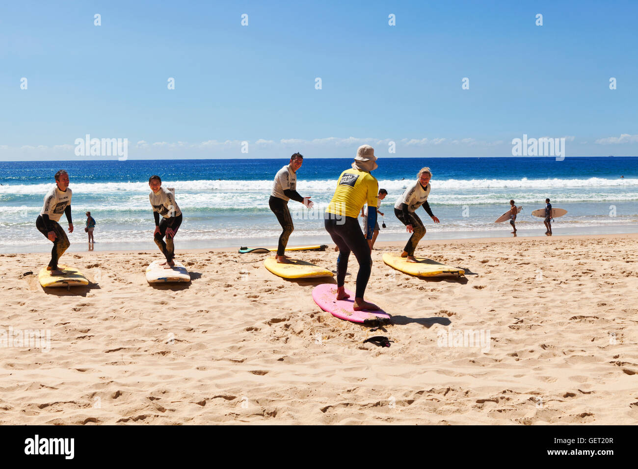Surfing lessons on Manly beach in Sydney Stock Photo Alamy