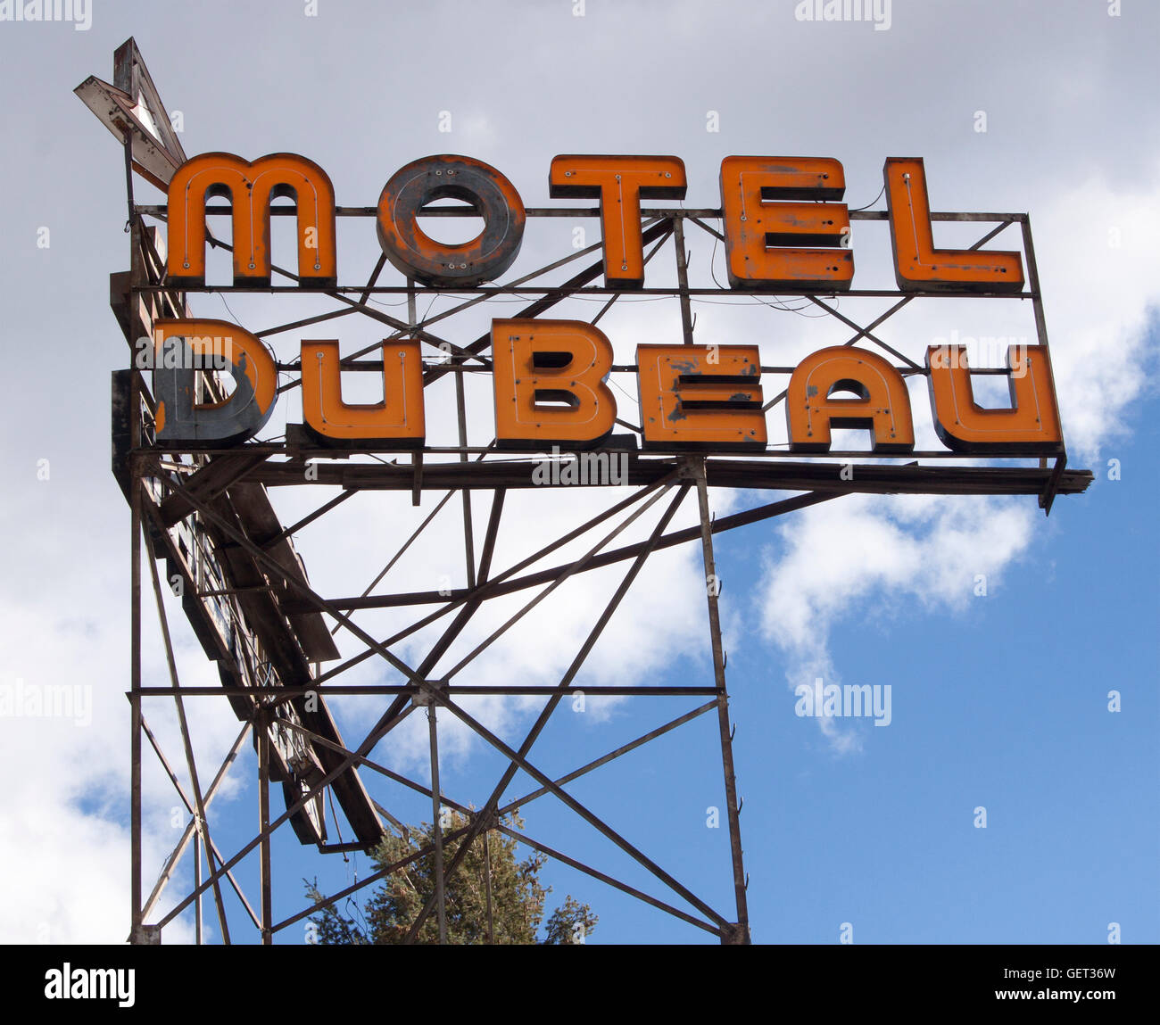 Motel Debeau Sign in Flagstaff Arizona Stock Photo