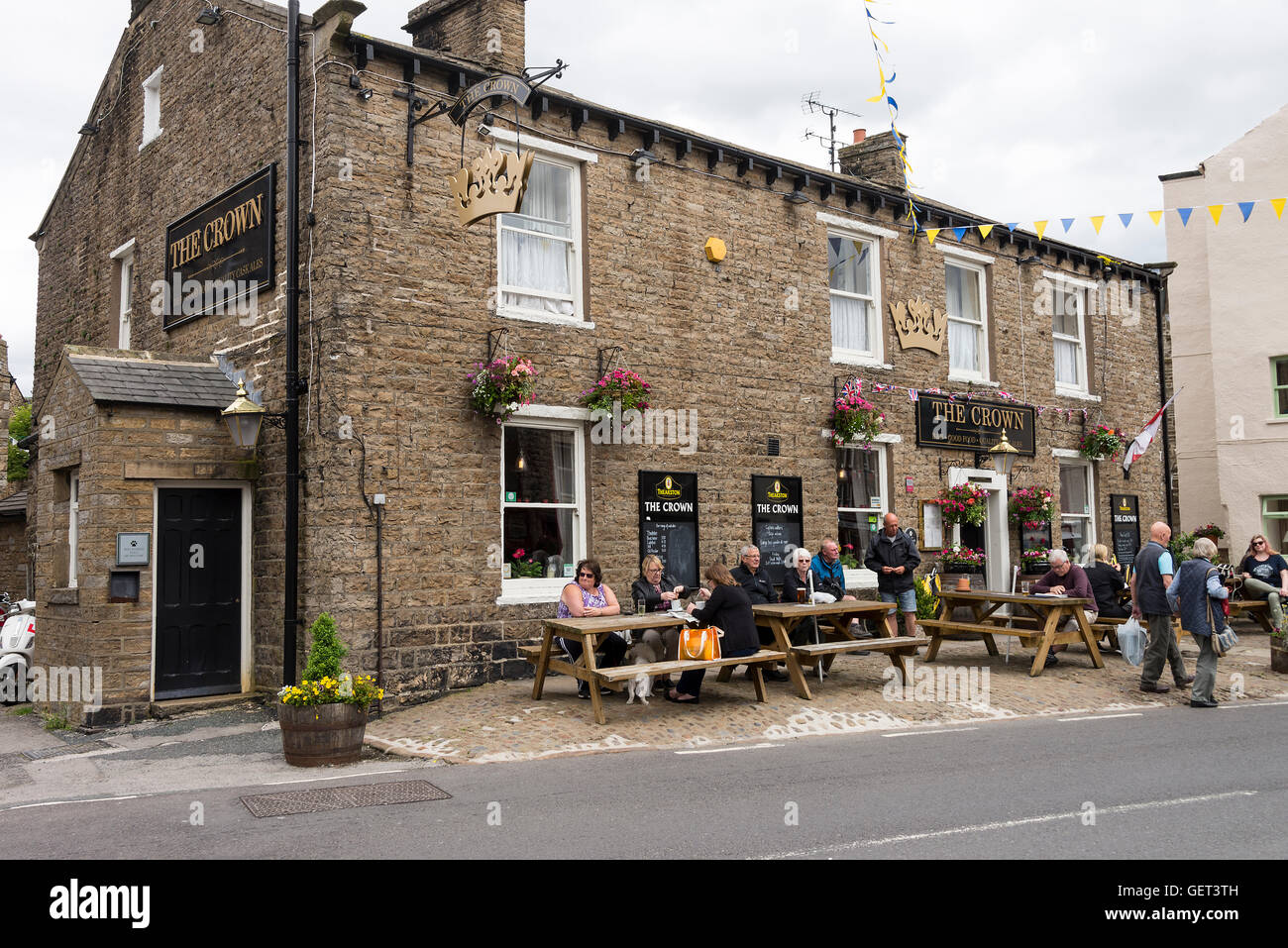 The Crown Public House and Bed and Breakfast Accommodation in Hawes Yorkshire Dales Wensleydale England United Kingdom UK Stock Photo